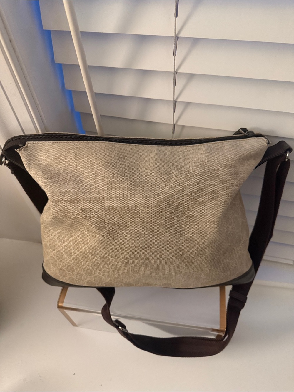 Authentic Gucci Rare Soft Canvas Gucci Large GG Monogram Messenger Bag